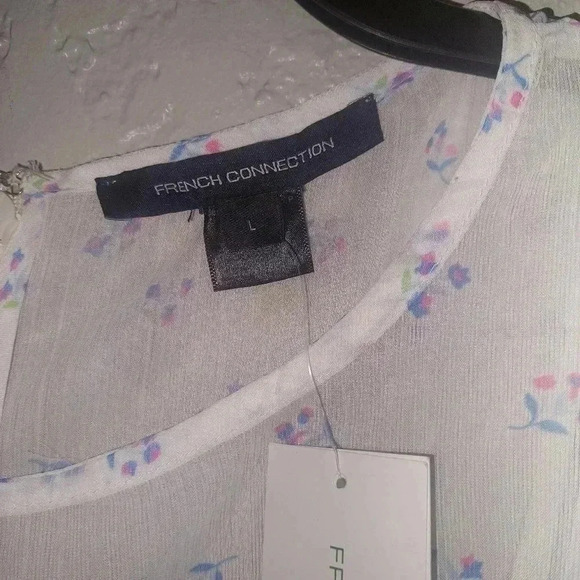 French Connection Cecilia Hallie Recycled Polyester Crinkle Ruffle Mini Dress L - Picture 11 of 13